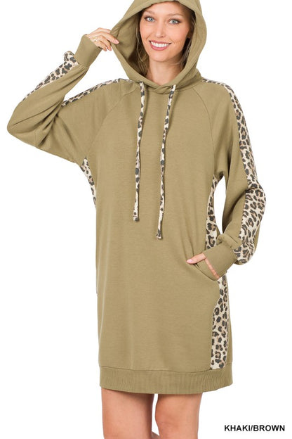 LEOPARD SOFT STRETCH LONGLINE HOODIE